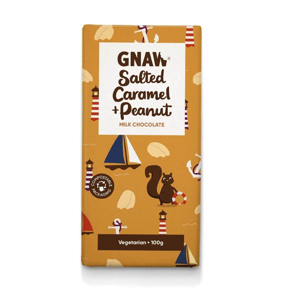 Gnaw Salted Caramel & Peanut Milk Chocolate Bar 100g